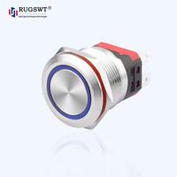Interrupteur à bouton-poussoir verrouillable 22 mm, 10 A, courant élevé, LED rouge/vert/bleu illuminée pour machine industrielle