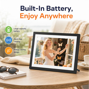 Cadre <span class=keywords><strong>photo</strong></span> numérique ABS 10,1 pouces Full HD avec écran tactile, WiFi, lecture de photos et vidéos, formats MP4 et AVI, multilingue, horloge - Product Image 4
