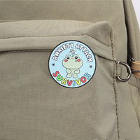 Épinglette en émail ronde avec slogan grenouille de dessin animé, thème santé mentale, motif floral arc-en-ciel, pour sac à dos, veste, jean, chapeau