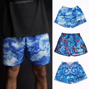 Shorts de treino de poliéster com logotipo personalizado para meninos, shorts de treino de basquete e fitness para homens, calças curtas de verão para academia