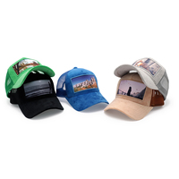 Votre propre photo haute qualité 5 panneaux 3d bouffée brodée appliques patchs personnalisé noir velours maille camionneur chapeau