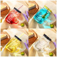 Bocaux en verre avec poignée et paille, 480ml, poignées larges, produit en stock, vente en gros