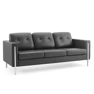 Professional morden office rececption sofa wholesale leisure black color sofa 3 seat living room furniture sofa