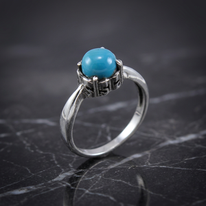 Sleeping Beauty Turquoise Gemstone 925 Sterling Silver Ethnic Wedding <b>Ring</b> for Parties and Anniversaries Men's and Women's Gift - Product Image 3