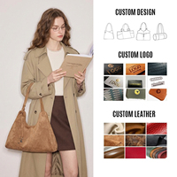Sac fourre-tout en cuir véritable suédé avec logo personnalisé, sac à main souple pour femme, fabricant OEM ODM