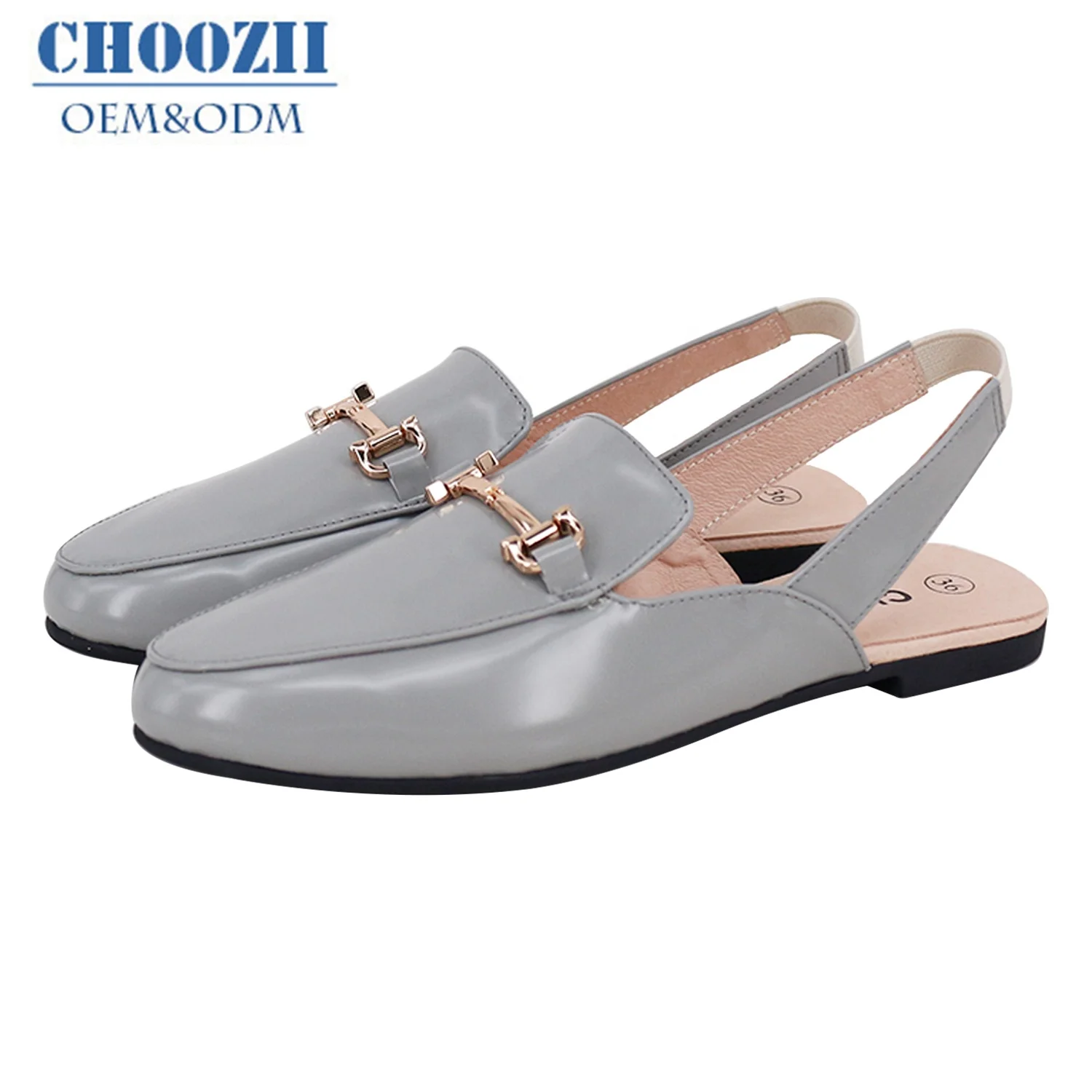 Choozii Wholesale New Design Genuine Leather Glossy Upper Summer Flat Rubber Sole Dress Sandals For Children's