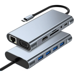 <span class=keywords><strong>Adaptateur</strong></span> concentrateur USB type-c 11-en-1 pour <span class=keywords><strong>HDMI</strong></span> <span class=keywords><strong>VGA</strong></span> RJ45 SD TF pour MacBook pour <span class=keywords><strong>Dell</strong></span> XPS pour HP pour Lenovo ThinkPad Dual Docking Station - Product Image 1