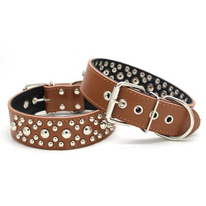 Collar de Perro de Caza Resistente de PU Sólido con Diseño de Remaches Redondos, Collar Personalizado para Mascotas al por Mayor - Product Image 1