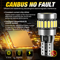 Lampes LED T10 24SMD 4014 pour éclairage intérieur, plaque d'immatriculation, stationnement, feux arrière W5W 168 194 T10