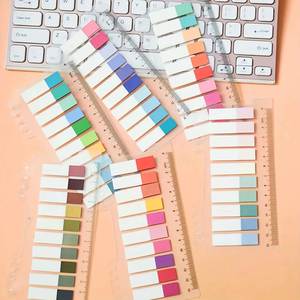 6pcs 1200sheets Multi-color Half-color Self-adhesive Label Sticker <b>Memo</b> <b>Pad</b> Set Writable Page Number Marking Sticky Notes - Product Image 3