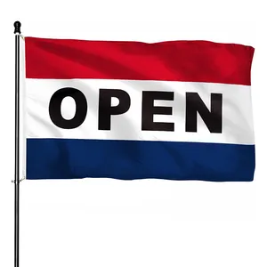 Bandeira aberta para sinalização comercial bandeira 3x5 ao ar livre, bandeira dupla face resistente para empresas