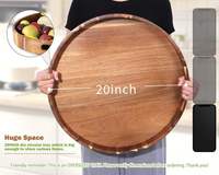 Plateau de service jetable extra large de 20 pouces en bois d'acacia robuste pour usage domestique, table basse ottoman, rangement de charcuterie