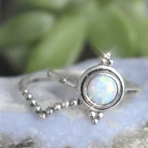 <b>Opal</b> <b>Ring</b> For Women <b>Silver</b> Tone Round <b>Opal</b> Stone Everyday Wear Jewelry Fine <b>Rings</b> - Product Image 1