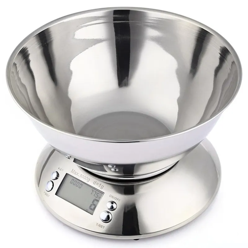 Electronic kitchen scale stainless steel peel fruit scale baking weighing 1g bowl scale temperature function