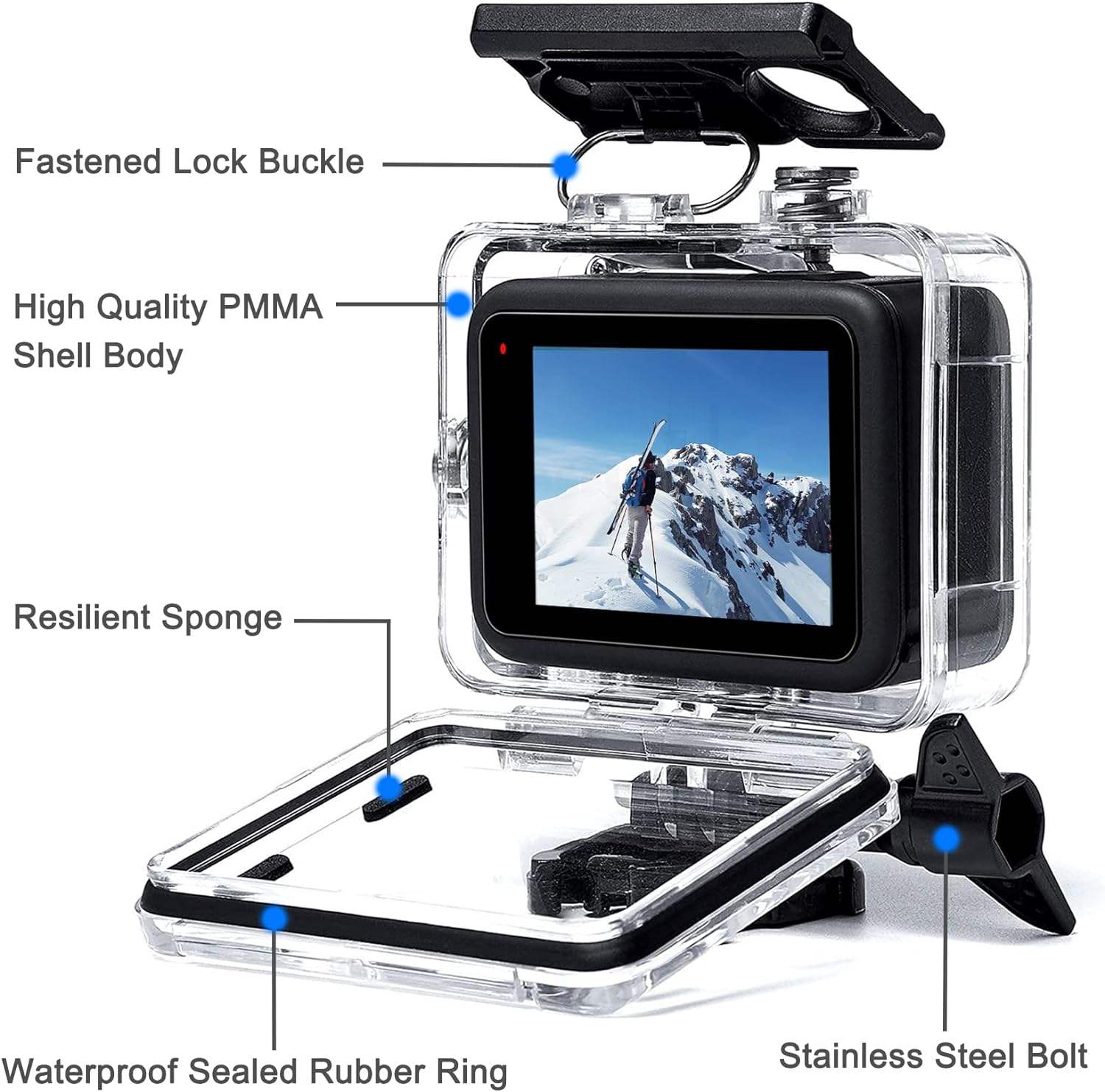 HONGDAK Waterproof Housing Case for Go Pro Hero11 10 9 Black Protective 60m Diving Case for GoPro 13 12 11 10 Camera Accessories