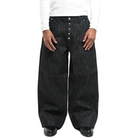 Jeans en denim selvedge original 14 oz, coupe ample, bruts noirs, à braguette boutonnée, pour marque privée, personnalisables