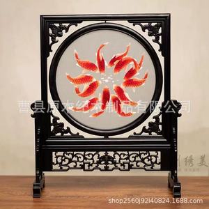 Suzhou Embroidery Screen Wooden Frame Single Panel Rotatable Traditional Chinese Style Handcrafted <b>Table</b> Screen Office Decor - Product Image 4