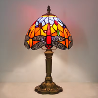Lampe de table en verre Tiffany avec décor animalier pour coin de canapé, commande tactile LED, style méditerranéen haute couture, personnalisable