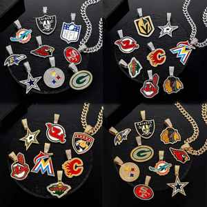 Großhandel Sport-Anhänger Halskette Philadelphia Eagles Anhänger Football-Team Fans Tragen Kubanische Kette Schmuck zum Verschenken - Product Image 5