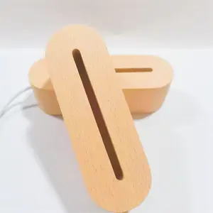 Led gỗ hiển thị ánh sáng cơ sở ấm USB hình bầu dục bằng gỗ chủ nhựa nghệ thuật trang trí cơ sở đứng