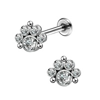 Morden Style bijoux de corps sans fil or Push Pin Diamant chirurgical acier Top Stud Piercing Labret