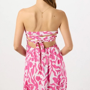 Robe maxi en rayonne 100% personnalisée, haut à volants à imprimé plage pour femmes du fabricant, jupe sans bretelles à taille haute - Product Image 6
