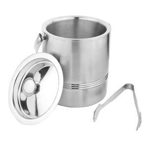 Seau à glace isotherme en acier inoxydable de qualité supérieure à double paroi avec design martelé, refroidisseur de champagne et de vin, accessoires de bar - Product Image 3
