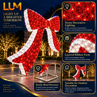 Guirlande lumineuse de Noël IP65, grand motif nœud rouge et blanc de 3 m avec LED blanc chaud pour extérieur