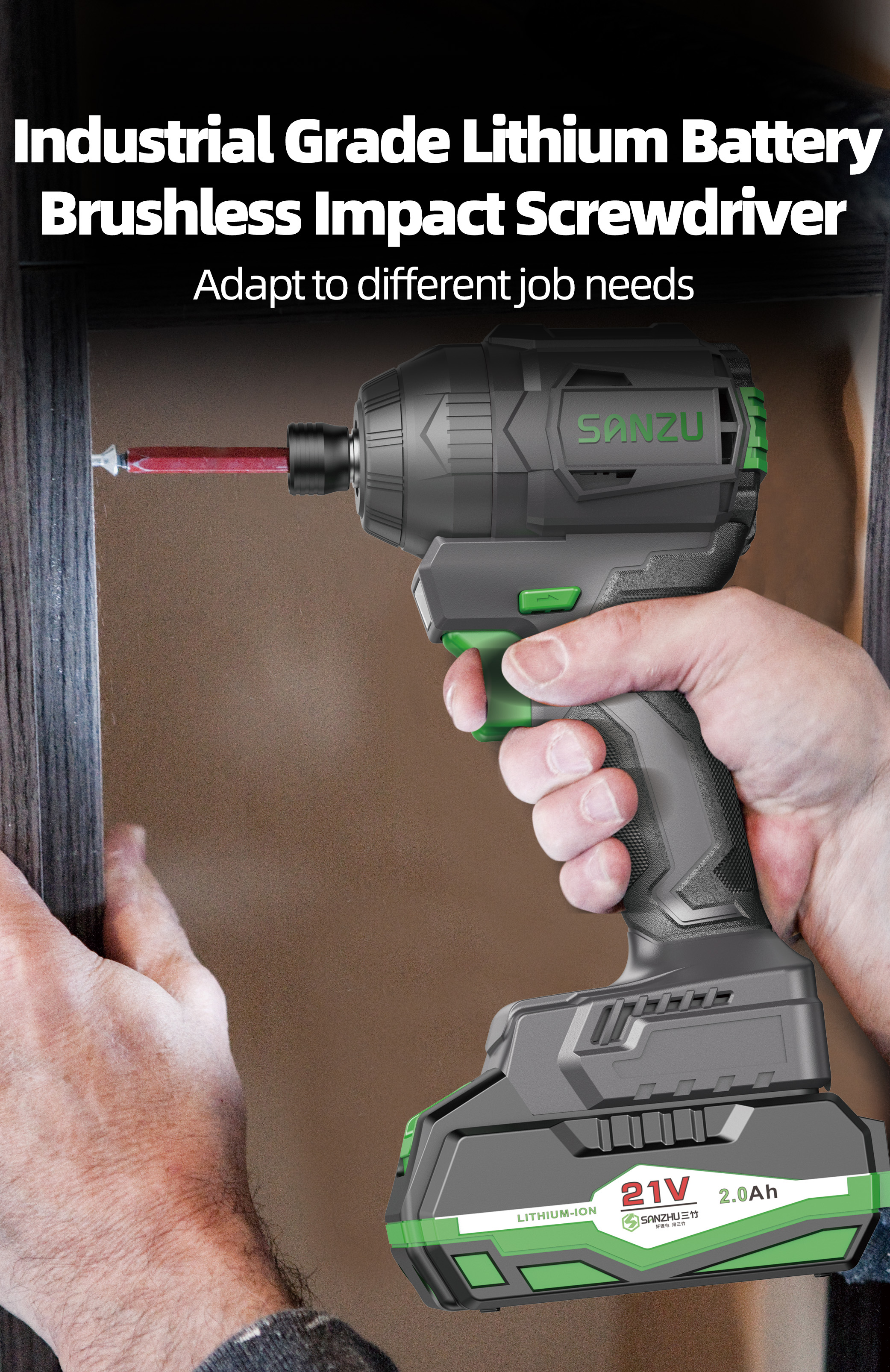 SANZU Industrial Handheld 21V Lithium Battery Impact Driver Drill