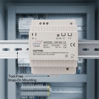 Fuente de Alimentación de Riel DIN Leyu DR-60-24 60W 24V 2.5A, Transformador Industrial AC/DC 12V 4.5A para Sistemas de Control de Automatización PLC LED, 84% de Eficiencia