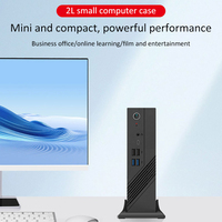 Boîtier de mini PC personnalisé de 2,5 pouces, ordinateur de jeu barebone, ordinateur de bureau, hôte, boîtier d'ordinateur de petite taille de 2 L avec base de bureau standard