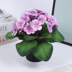 <span class=keywords><strong>Plantes</strong></span> artificielles miniatures réalistes de violettes africaines en pot en gros pour la décoration de la maison et du bureau, événements de la fête des Mères, Noël, mariages - Product Image 6