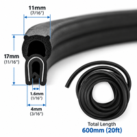 Joint d'étanchéité en caoutchouc EPDM avec bulbe supérieur, garniture de bord à pression pour portière de voiture, joint d'étanchéité pour auto, camion, camping-car, bateau, compatible avec les bords de 1/16 pouce