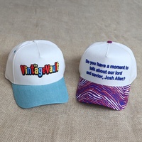 Casquettes de baseball décontractées et sportives en coton à 5 panneaux, bicolores, avec logo brodé en relief personnalisé de haute qualité et visière incurvée structurée