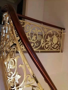 Rampes d'escalier plaquées or couramment utilisées dans les villas en Arabie saoudite, aux Émirats arabes unis, au Qatar et dans d'autres pays! - Product Image 4