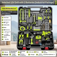 Ensemble complet de perceuse à main et boîte à outils, kit d'outils domestiques alimenté par batterie au lithium, tournevis électrique pour réparation de matériel, Chine