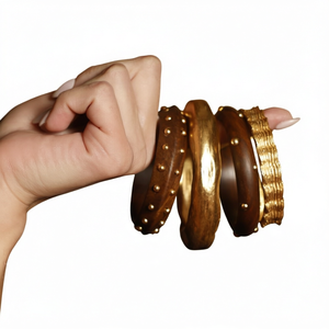 กำไลข้อมือไม้ชุบทอง 18K PVD ทรงกลม คุณภาพสูง ขายดี ทันสมัยสำหรับผู้หญิง เหมาะสำหรับวันครบรอบ - Product Image 1