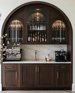 CBMMart Personnalisé Simple Français Ouvert Éclairage Verre Rangement du Vin Salle à Manger Armoire Modulaire de Cuisine Meuble Table à Café - Product Image 1