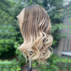 Peluca con encaje frontal sin pegamento, cabello humano 100% HD 13x6, 14 pulgadas, marrón <span class=keywords><strong>oscuro</strong></span>, <span class=keywords><strong>rubio</strong></span> <span class=keywords><strong>ceniza</strong></span>, <span class=keywords><strong>Balayage</strong></span>, ondulado - Product Image 5