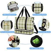 Bolsa Deportiva Aloha Hawaiian Palaka, Diseño Personalizado, Nailon Impermeable, Cierre de Cremallera, Plegable, Portátil, Ligera, Gran Capacidad, a la Moda