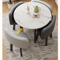 Prix de la table à manger en pierre frittée |   Table Ronde Moderne en Porcelaine avec Pieds en Métal Noir pour Hôtel, Restaurant, Appartement, Décoration