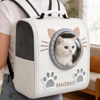 Sac à dos pour animaux de compagnie en forme de capsule spatiale, sac de transport pour chat en PU, ouverture latérale, sac à dos de voyage portable pour animaux de compagnie pour les promenades en plein air, les visites chez le vétérinaire, OEM ODM
