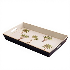 Decorative Wooden <b>Enamel</b> Serving <b>Plate</b>-Contemporary Rectangle Design Dishwasher Safe Stocked - Product Image 1