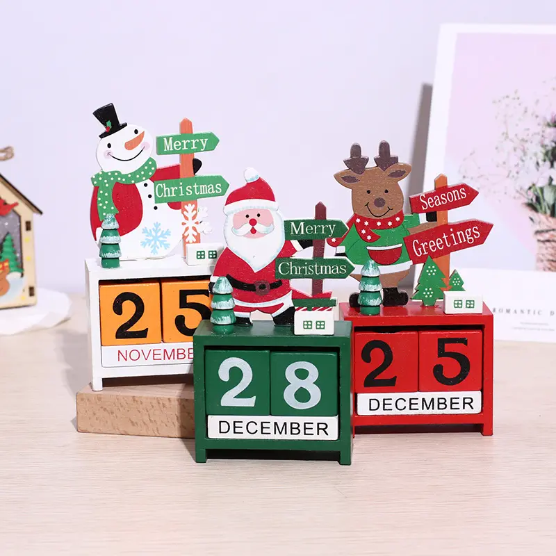 Kreative Weihnachts dekorationen Countdown Holz kalender Desktop-Fenster Dekorationen Holzhandwerk