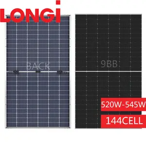 Longi Factory Low price High Performance 25 Years Solar Panels Mono 535W 555W 182mm 144Cell Half Cut Bifacial Solar Pv Panel