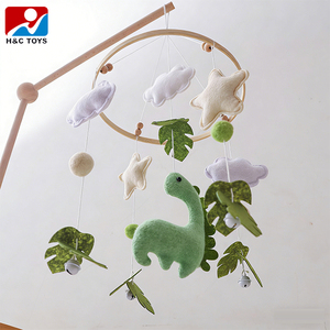 Handmade Felt <strong>Dinosaur</strong> Baby Crib Mobile with Leaves &amp; Stars, Cute Brachiosaurus <strong>Nursery</strong> Hanging Mobile, Soft Felt Dino Mobile - Product Image 2