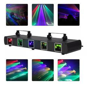WUZSTAR LED lumières <span class=keywords><strong>de</strong></span> scène 5 têtes DMX512 effet laser éclairage 5 couleurs commande vocale fête club bars DJ araignée led disco lumière - Product Image 3