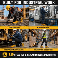Bottes de sécurité à embout d'acier EN ISO 20345 S1P, mi-hautes, résistantes à la perforation, en cuir nubuck, pour le travail industriel en usine