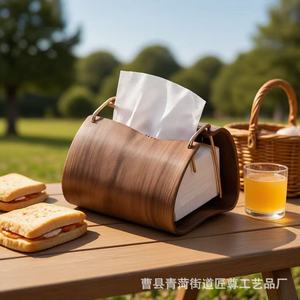 Wooden Tissue Box Modern Design <b>Desktop</b> Free Standing Storage For Living Room Bedroom - Product Image 2