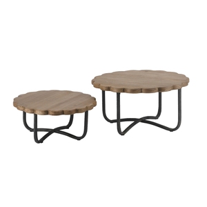 S/2 Brown Fir Wood Risers With Black Iron Frames For Display <b>Shelves</b> - Product Image 3